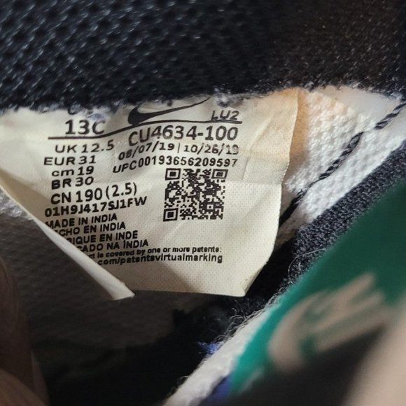 Nike Air Force 1 Low Crayon White Multi Colored Used Size 13c No Box CU4634-100 - Picture 5 of 5